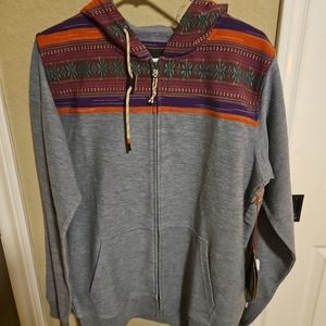 Howler Bros Men's Shaman Zona Jaquard Heather Grey Zip Hoodie NWT!!!